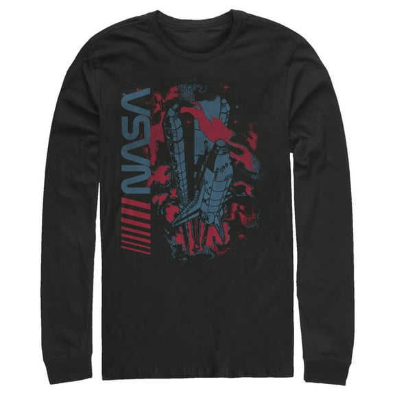 Men's NASA Surreal Shuttle Launch  Long Sleeve Shirt Black X Large