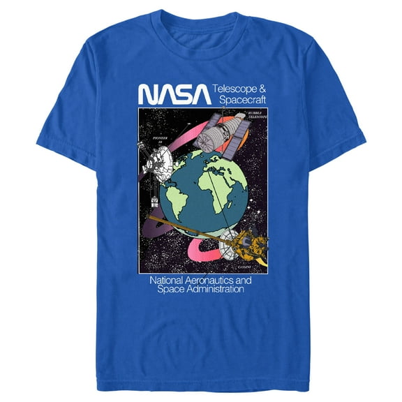 Men's NASA Telescope and Spacecraft Poster  Graphic T-Shirt