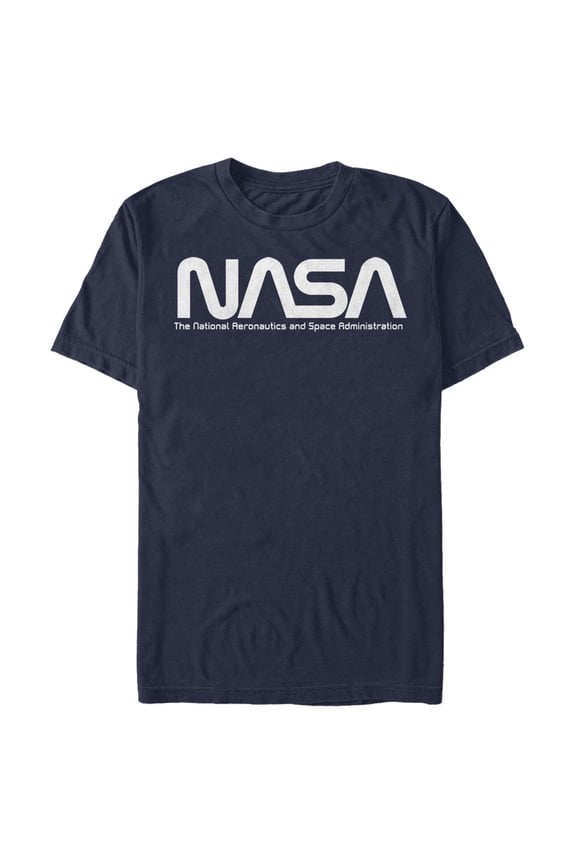 Men's NASA Text Simple Logo  Graphic Tee Navy Blue 2X Large