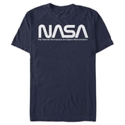 Mens NASA Text Simple Logo Graphic Tee Navy Blue Large