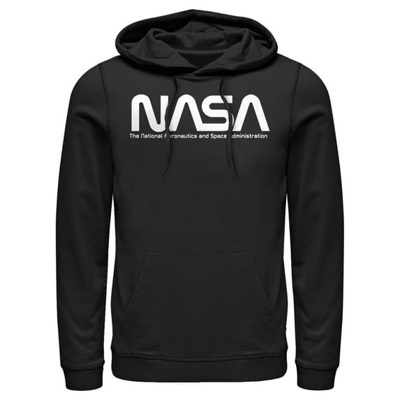 Men's NASA Text Simple Logo Pull Over Hoodie Black Small