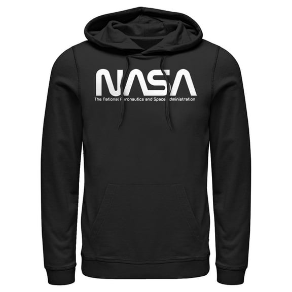 Men's NASA Text Simple Logo  Pull Over Hoodie Black X Large
