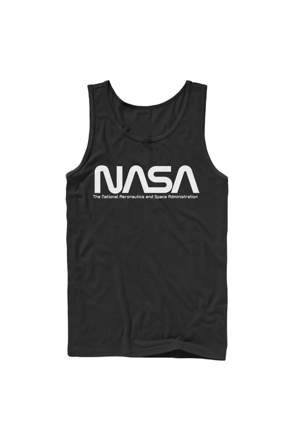 Men's NASA Text Simple Logo Tank Top Black Small