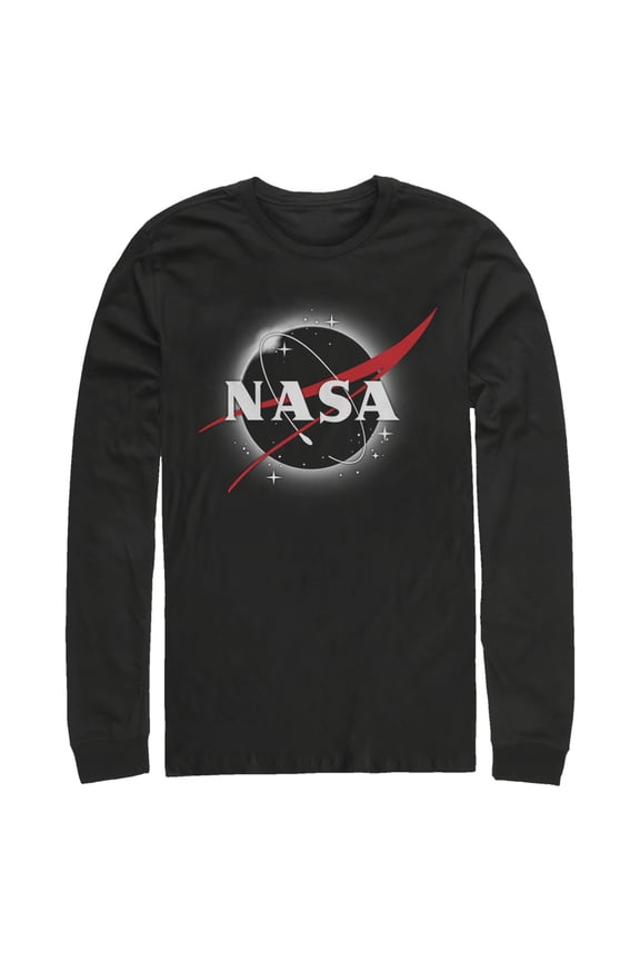Men's NASA Total Eclipse Logo Long Sleeve Shirt Black Small