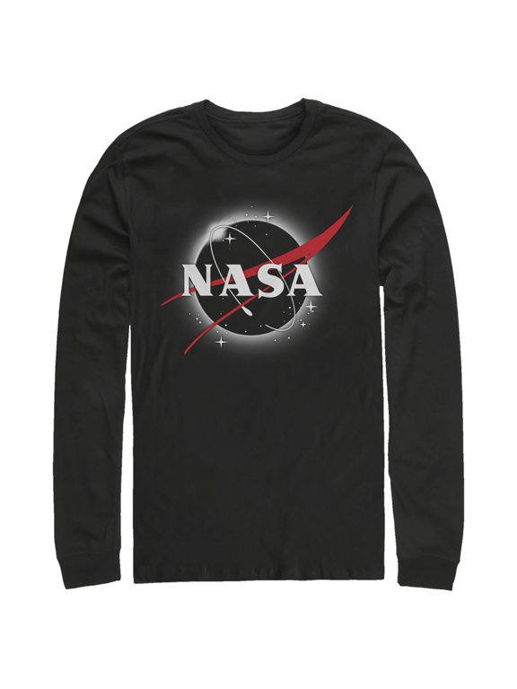 Men's NASA Total Eclipse Logo Long Sleeve Shirt Black Small