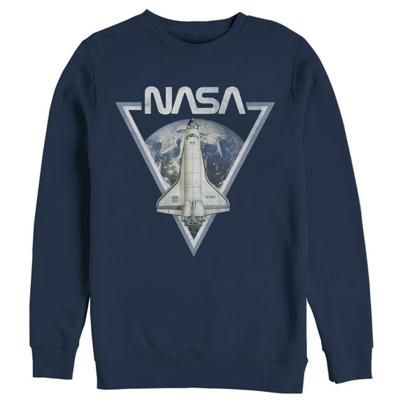 Men's NASA Triangle Earth Logo Shuttle Flight  Sweatshirt Navy Blue Medium