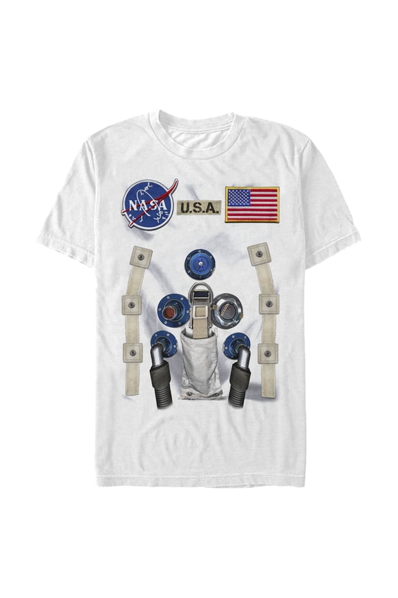 Men's NASA U.S.A. Astronaut Suit Costume Graphic Tee White X Large