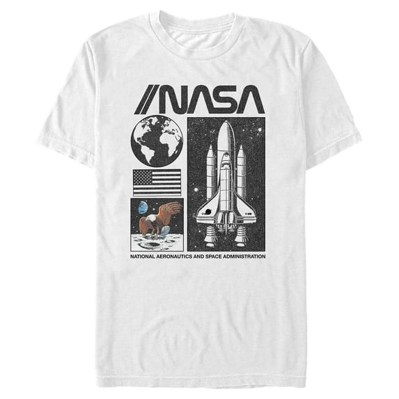 Men's NASA Vintage Panels  Graphic Tee White Large