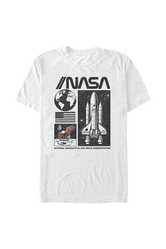 Men's NASA Vintage Panels  Graphic Tee White Large