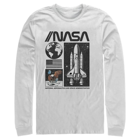 Men's NASA Vintage Panels  Long Sleeve Shirt White Large