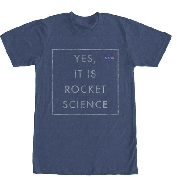Men's NASA Yes It is Rocket Science Graphic Tee Navy Blue Heather Medium