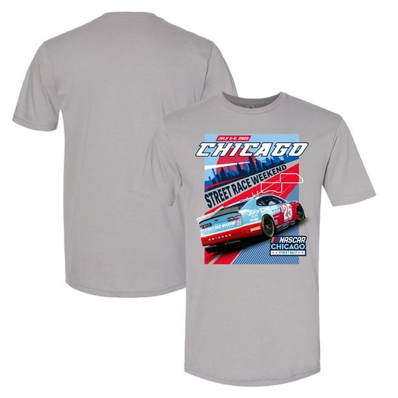 Men's NASCAR Gray 2025 NASCAR Chicago Street Race Event Car T-Shirt
