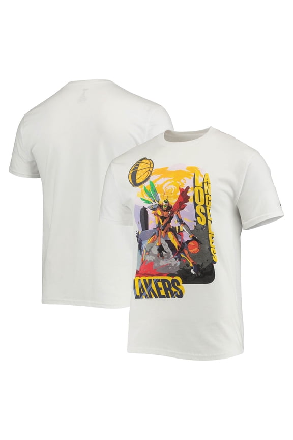 Men's NBA x McFlyy White Los Angeles Lakers Identify Artist Series T-Shirt