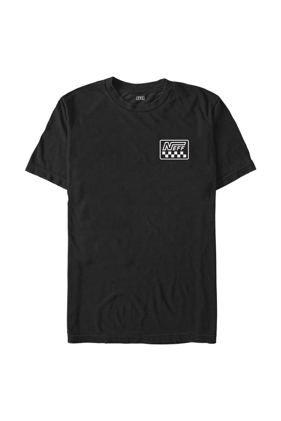 Men's NEFF Black and White Checkered Badge Graphic Tee Black 2X Large
