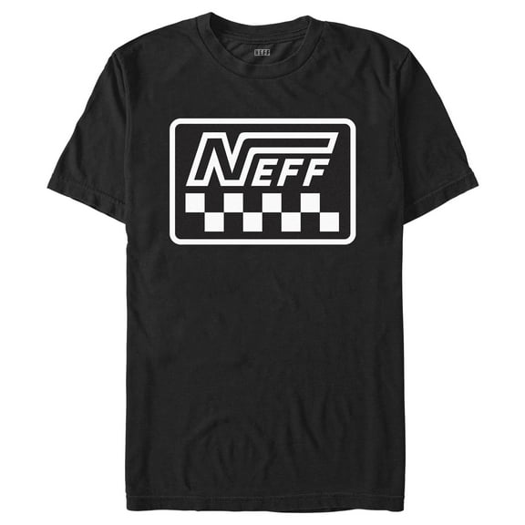 Men's NEFF Black and White Checkered Logo  Graphic Tee Black 2X Large