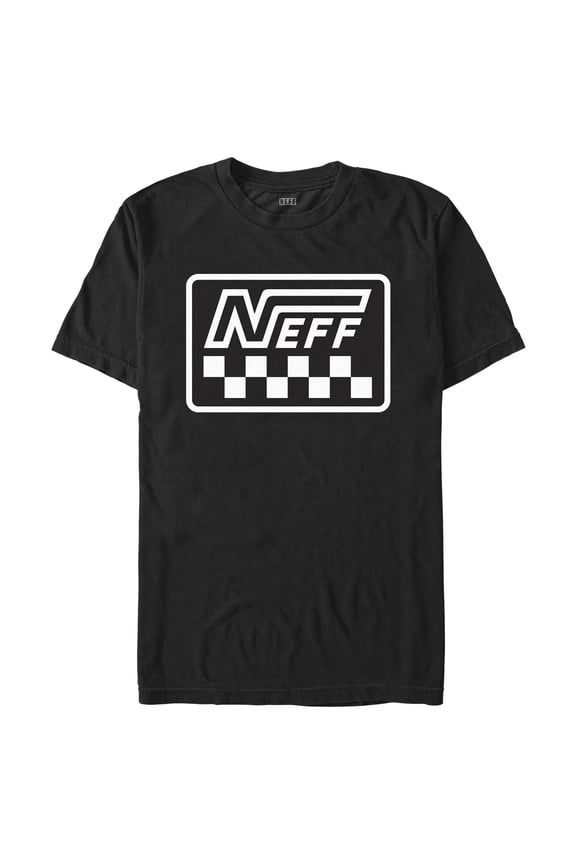 Men's NEFF Black and White Checkered Logo Graphic Tee Black Small