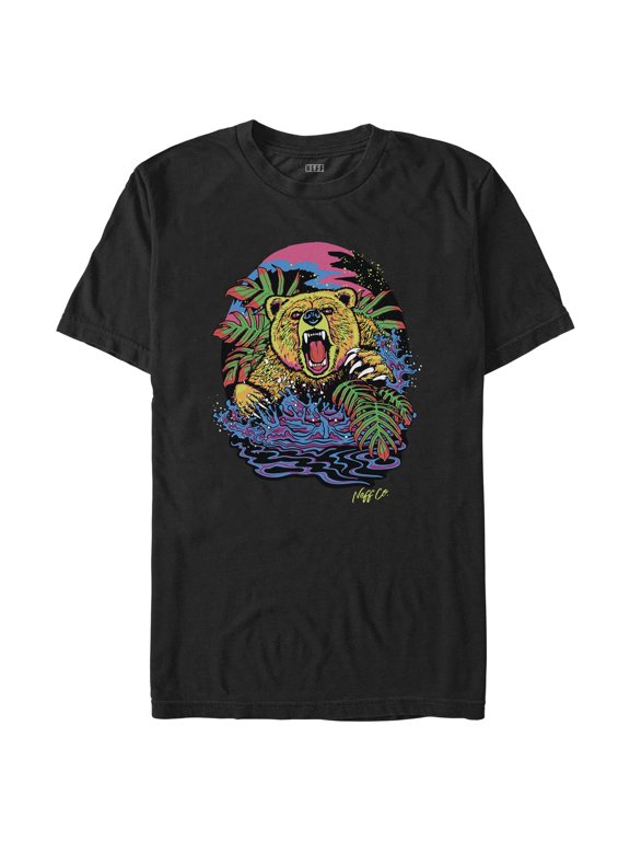 Men's NEFF Colorful Grizzly Bear Graphic Tee Black Medium