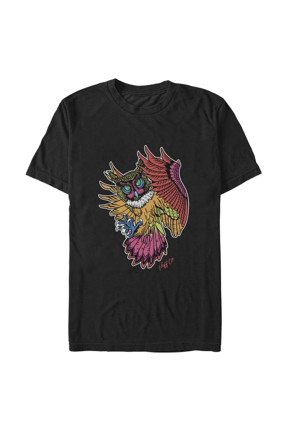 Men's NEFF Colorful Owl in Flight Graphic Tee Black Medium