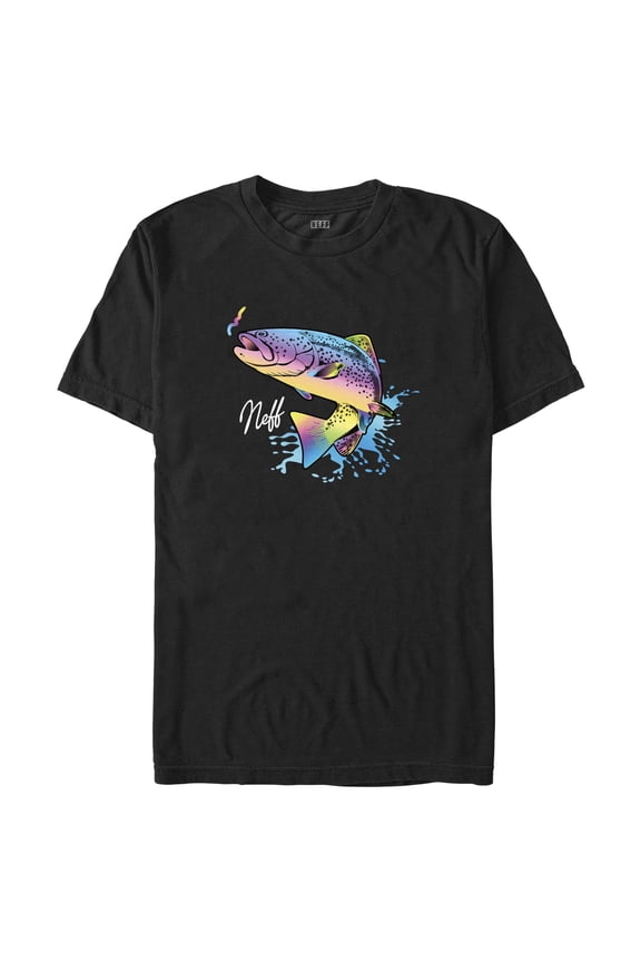 Men's NEFF Jumping Rainbow Fish Graphic Tee Black X Large