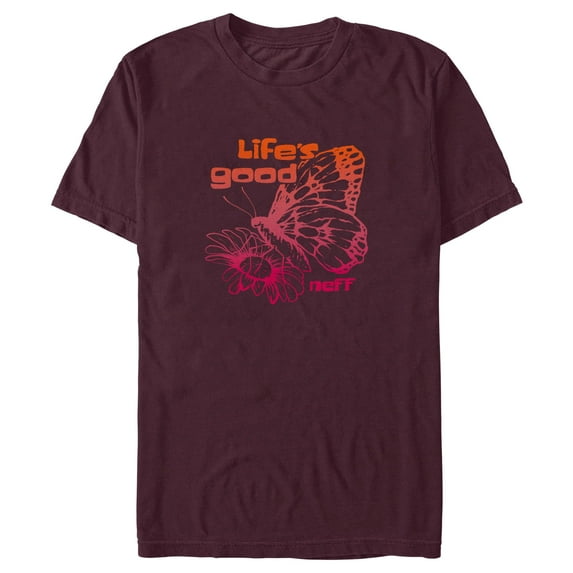 Men's NEFF Life's Good Butterfly Graphic Tee Burgundy X Large