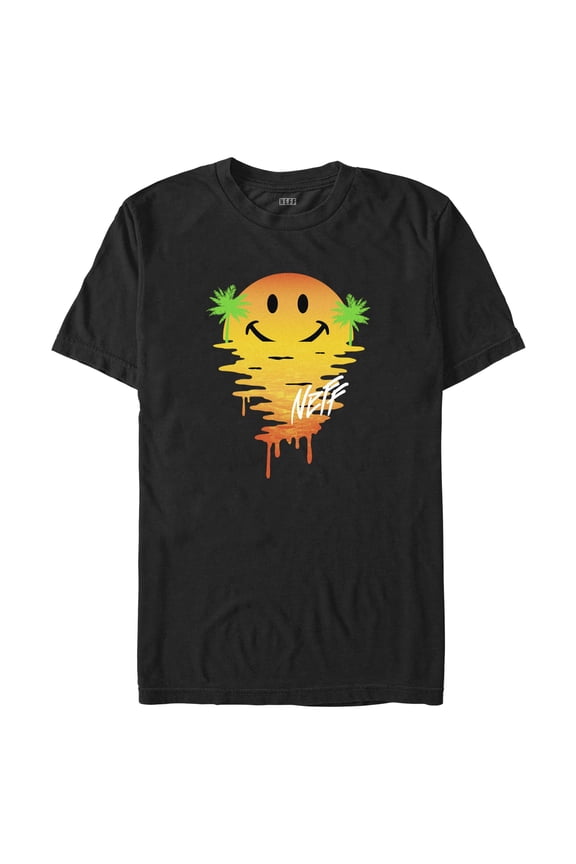 Men's NEFF Melting Smiley Face Sunset  Graphic Tee Black Small