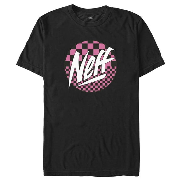 Men's NEFF Pink Checkered Logo  Graphic Tee Black 2X Large