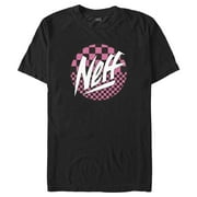 Mens NEFF Pink Checkered Logo Graphic Tee Black Large