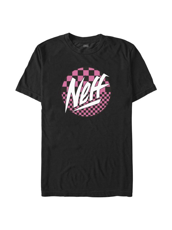 Men's NEFF Pink Checkered Logo Graphic Tee Black Small
