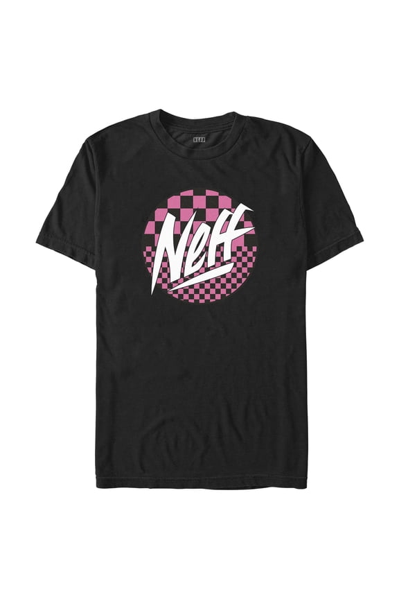 Men's NEFF Pink Checkered Logo Graphic Tee Black Small
