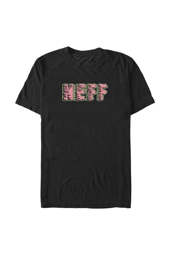 Men's NEFF Pink and Green Logo Graphic Tee Black Small