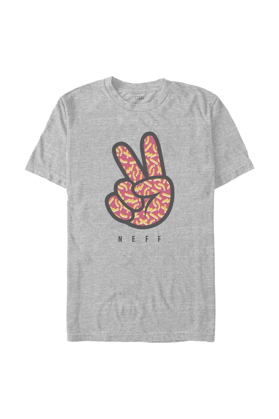 Men's NEFF Retro Peace Fingers Graphic Tee Athletic Heather 2X Large