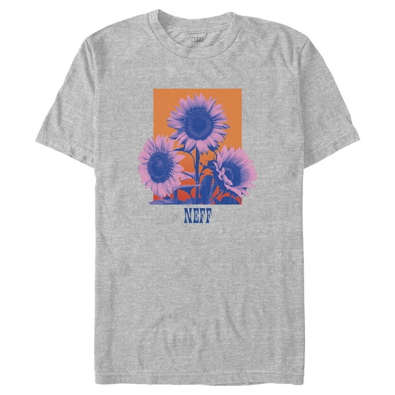 Men's NEFF Retro Pink Sunflowers  Graphic Tee Athletic Heather Large