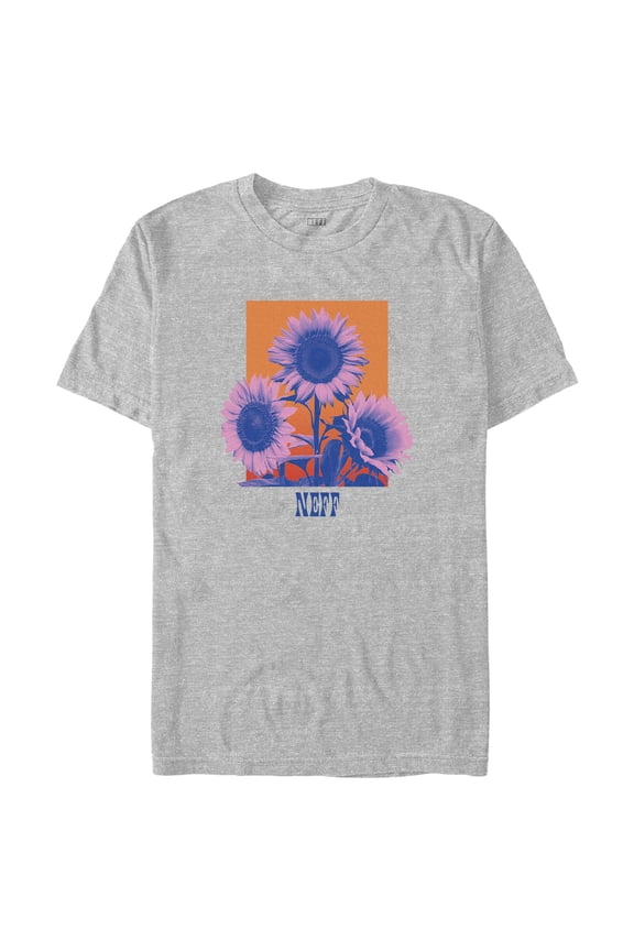 Men's NEFF Retro Pink Sunflowers Graphic Tee Athletic Heather Small