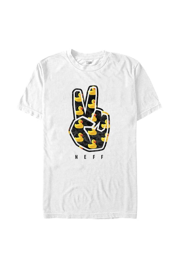 Men's NEFF Rubber Ducky Peace Fingers Graphic Tee White 2X Large