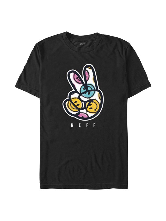 Men's NEFF Smiley Face Peace Fingers Graphic Tee Black Large