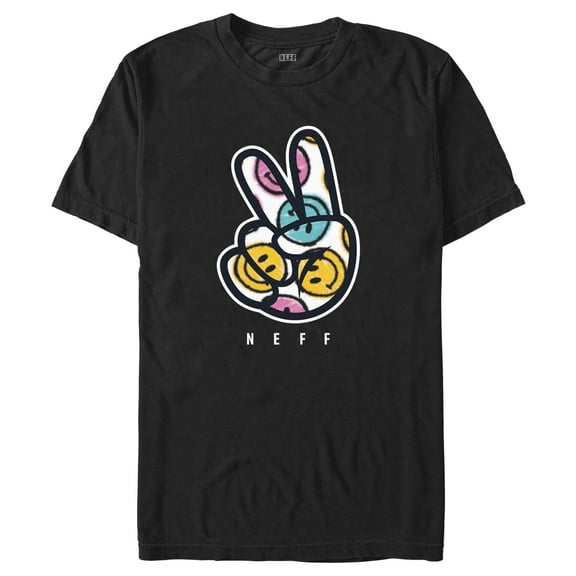 Men's NEFF Smiley Face Peace Fingers  Graphic Tee Black Small