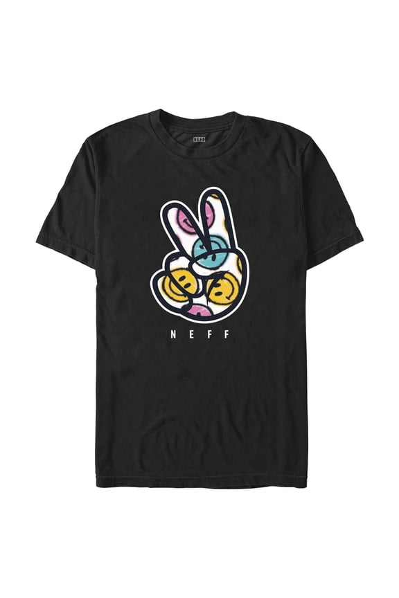 Men's NEFF Smiley Face Peace Fingers  Graphic Tee Black Small
