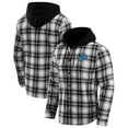 thumbnail image 1 of Men's NFL x Darius Rucker Collection by Fanatics Black Detroit Lions Plaid Flannel Quilted Full-Snap Hooded Shacket, 1 of 6