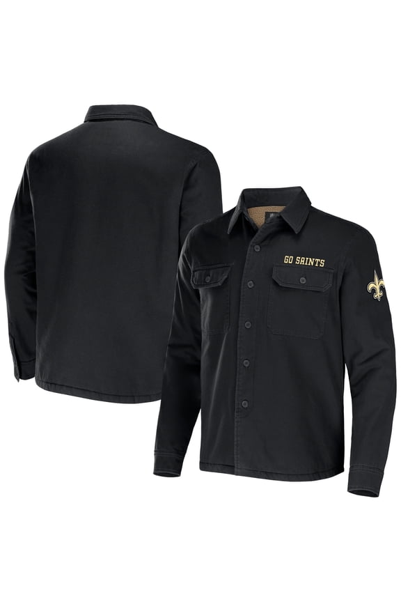 Men's NFL x Darius Rucker Collection by Fanatics Black New Orleans Saints Canvas Button-Up Shirt Jacket