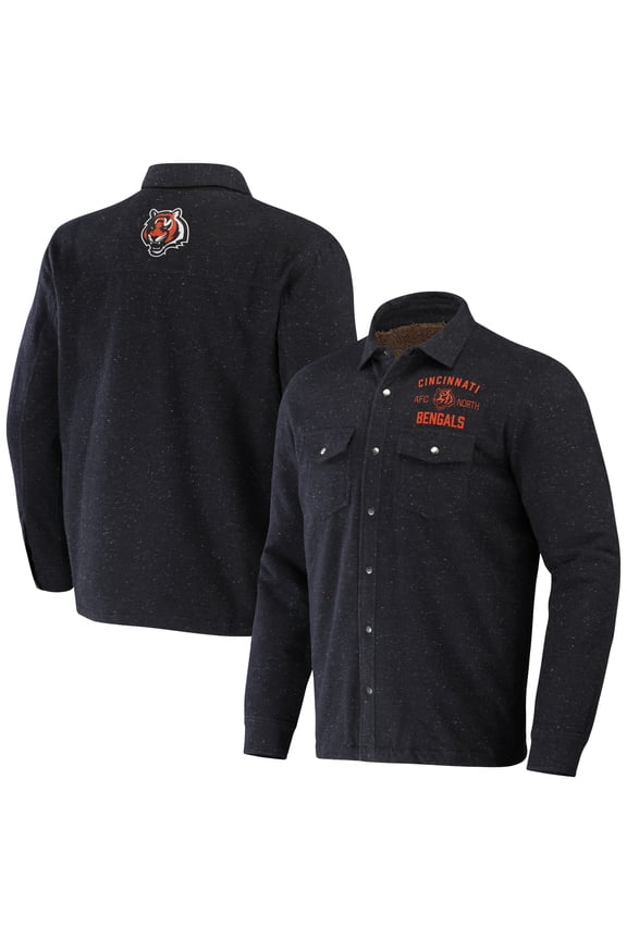 Men's NFL x Darius Rucker Collection by Fanatics Charcoal Cincinnati Bengals Shacket Full-Snap Jacket