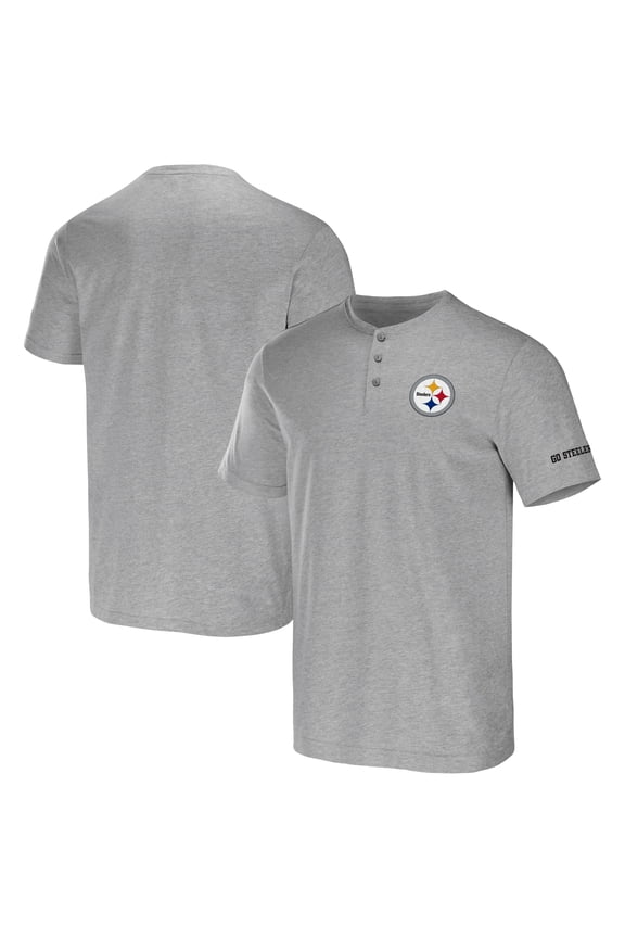 Men's NFL x Darius Rucker Collection by Fanatics Heather Gray Pittsburgh Steelers Henley T-Shirt