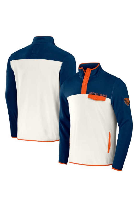 Men's NFL x Darius Rucker Collection by Fanatics Navy/Cream Chicago Bears Micro Fleece Quarter-Snap Jacket