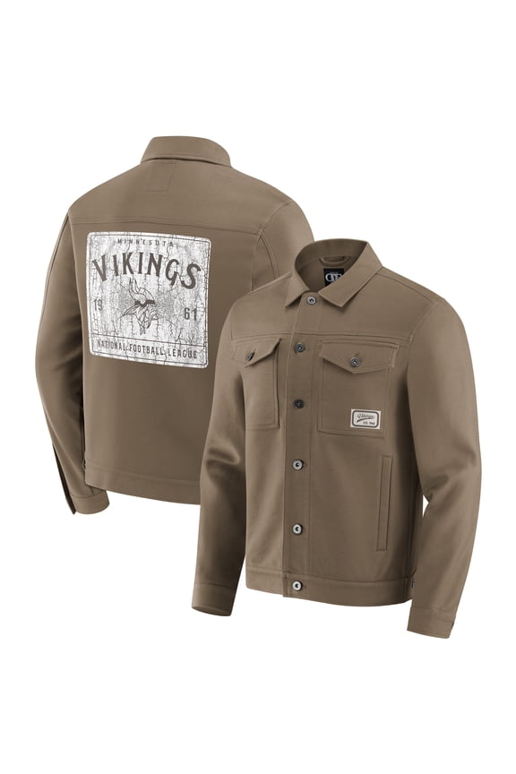Men's Darius Rucker Collection by Fanatics Tan Minnesota Vikings Trucker Full-Button Jacket
