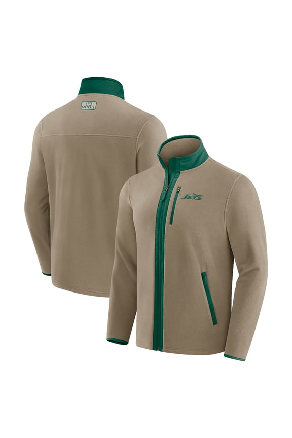 Men's NFL x Darius Rucker Collection by Fanatics Tan New York Jets Heavyweight Polar Fleece Full-Zip Jacket