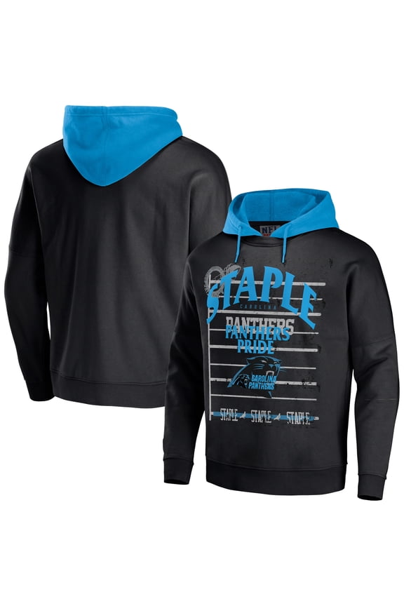 Men's NFL x Staple Black Carolina Panthers Throwback Vintage Wash Pullover Hoodie