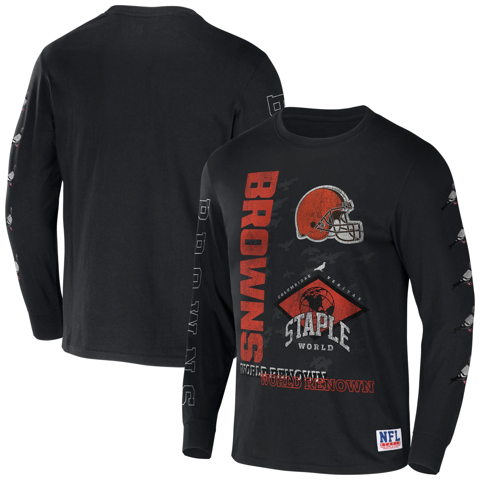 Men's NFL x Staple Black Cleveland Browns World Renowned Long Sleeve T ...