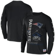Men's NFL x Staple Black New England Patriots World Renowned Long Sleeve T-Shirt
