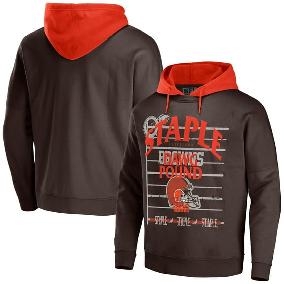 Men's NFL x Staple Brown Cleveland Browns Throwback Vintage Wash Pullover Hoodie