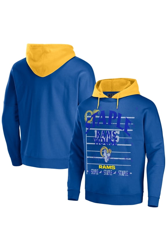 Men's NFL x Staple Navy Los Angeles Rams Throwback Vintage Wash Pullover Hoodie