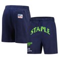 thumbnail image 1 of Men's NFL x Staple Navy Seattle Seahawks Throwback Vintage Wash Fleece Shorts, 1 of 3